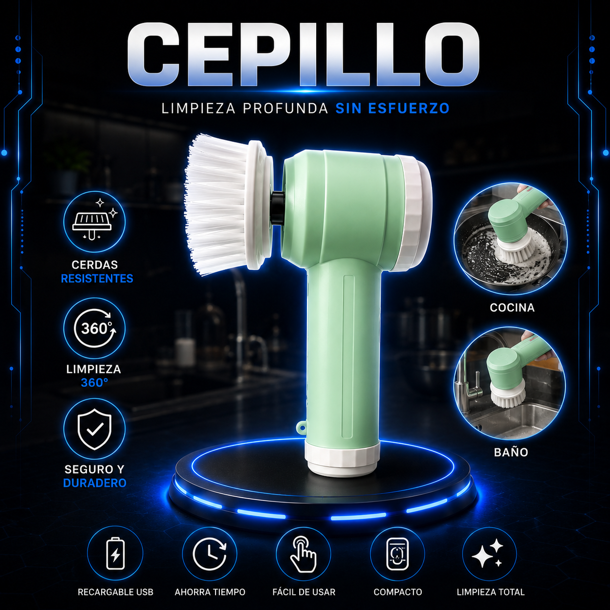 Cepillo de limpieza con picatodo 5 en 1